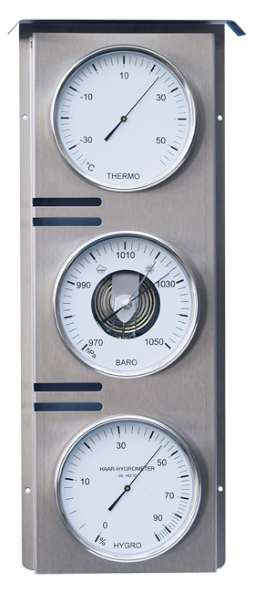 Fischer Wetterwarte außen,Barometer,Thermometer,Hygrometer,Edelstahl,823-01 