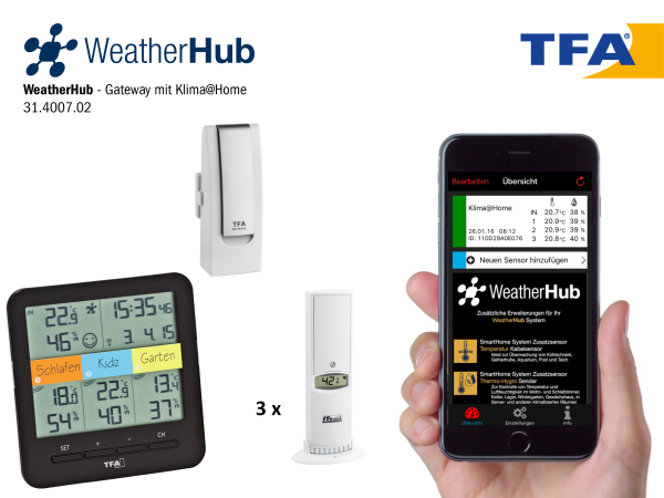 TFA Dostmann 31.4007.02 Starter-Set mit Klima@Home Funk-Thermo-Hygrometer